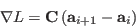 \begin{displaymath}
\nabla L = \mathbf{C} \, (\mathbf{a}_{i+1} - \mathbf{a}_{i})
\end{displaymath}