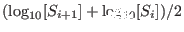 $(\log_{10}[S_{i+1}]+\log_{10}[S_i])/2$