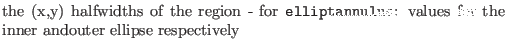 $\textstyle \parbox{.7\textwidth}{the (x,y) halfwidths of the region - for {\tt elliptannulus}: values for the inner andouter ellipse respectively}$