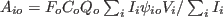 \begin{code}
\par
$A_{io} = F_{o} C_{o} Q_{o} \sum_{i}{I_{i}\psi_{io}V_{i}}/\sum_{i}{I_{i}}$\ \\
\par
\end{code}
