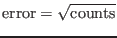 ${\rm error} = \sqrt{\rm counts}$