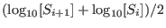 $(\log_{10}[S_{i+1}]+\log_{10}[S_i])/2$