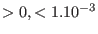 $> 0, <1.10^{-3}$