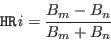 \begin{displaymath}\index{Columns!HR{\it i}}{\tt HR{\it i}} = \frac{B_m - B_n}{B_m + B_n} \end{displaymath}