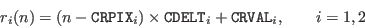 \begin{displaymath}
r_i(n) = (n - \index{Attributes!CRPIX}{\tt CRPIX}_i) \times...
... CDELT}_i + \index{Attributes!CRVAL}{\tt CRVAL}_i,\qquad i=1,2
\end{displaymath}