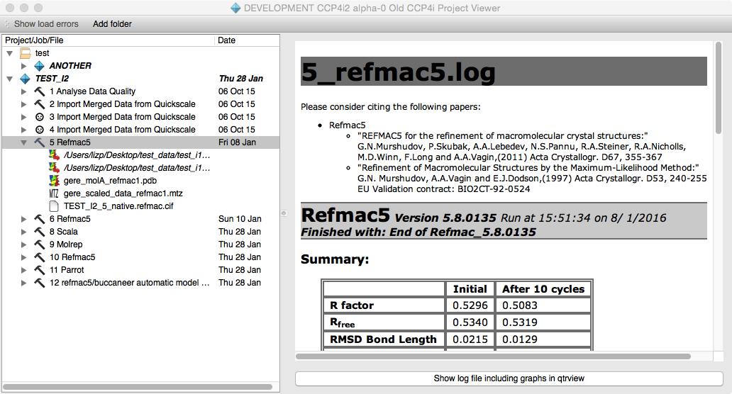 CCP4i project viewer