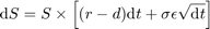$${\rm d}S = S \times&#xA;  \left[&#xA;     (r-d){\rm d}t + \sigma \epsilon \sqrt{{\rm d}t}&#xA;  \right]$$