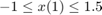 $$-1 \le x(1) \le 1.5$$