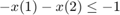 $$-x(1) - x(2) \le -1$$