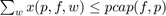$\sum_w x(p,f,w) \le pcap(f,p)$