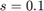 $s = 0.1$