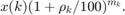 $$ x(k)(1+\rho_k/100)^{m_k}. $$