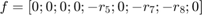 $$ f = [0; 0; 0; 0; -r_5; 0; -r_7;-r_8; 0] $$