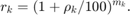 $$ r_k = (1+\rho_k/100)^{m_k}. $$