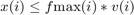 $x(i)\le f{\mathrm{max}}(i)*v(i)$