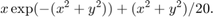 $$x\exp(-(x^2+y^2))+(x^2+y^2)/20.$$