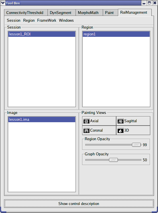 ROI management interface